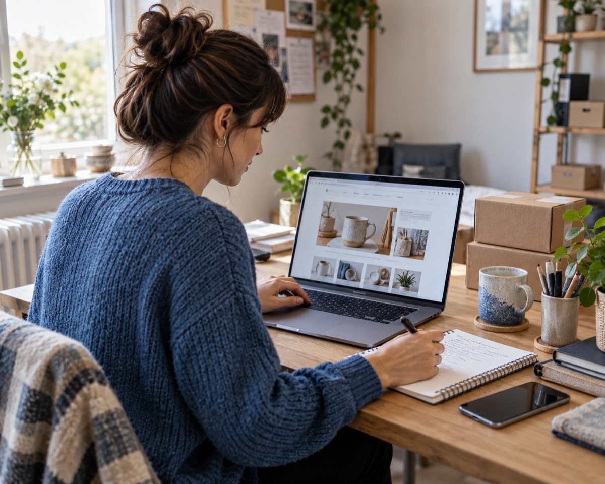 Website owner preparing a business listing at a desk