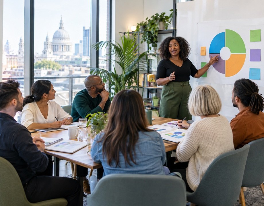 Expert-led classroom business training for a diverse group of London entrepreneurs