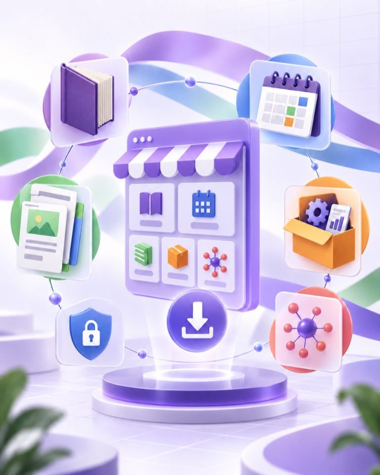 BROel digital products storefront with eBooks, planning tools, business templates, product creation kits, secure downloads and AI resources